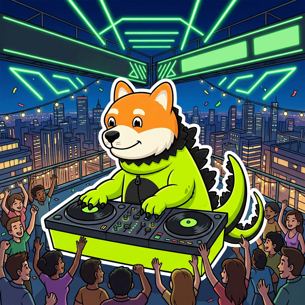 Dogezilla DJing a rooftop party